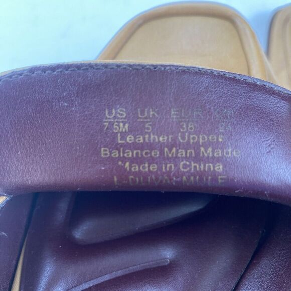 Franco Sarto Womens Duval Slip On Mule Shoes Size 7.5 M Tan Leather Square Toe - Picture 9 of 16